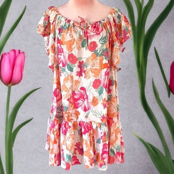 RACHEL ZOE DRESS SWIMWEAR BATHING SUIT COVERING SMALL OFF THE SHOULDER BRIGHT - Picture 1 of 6